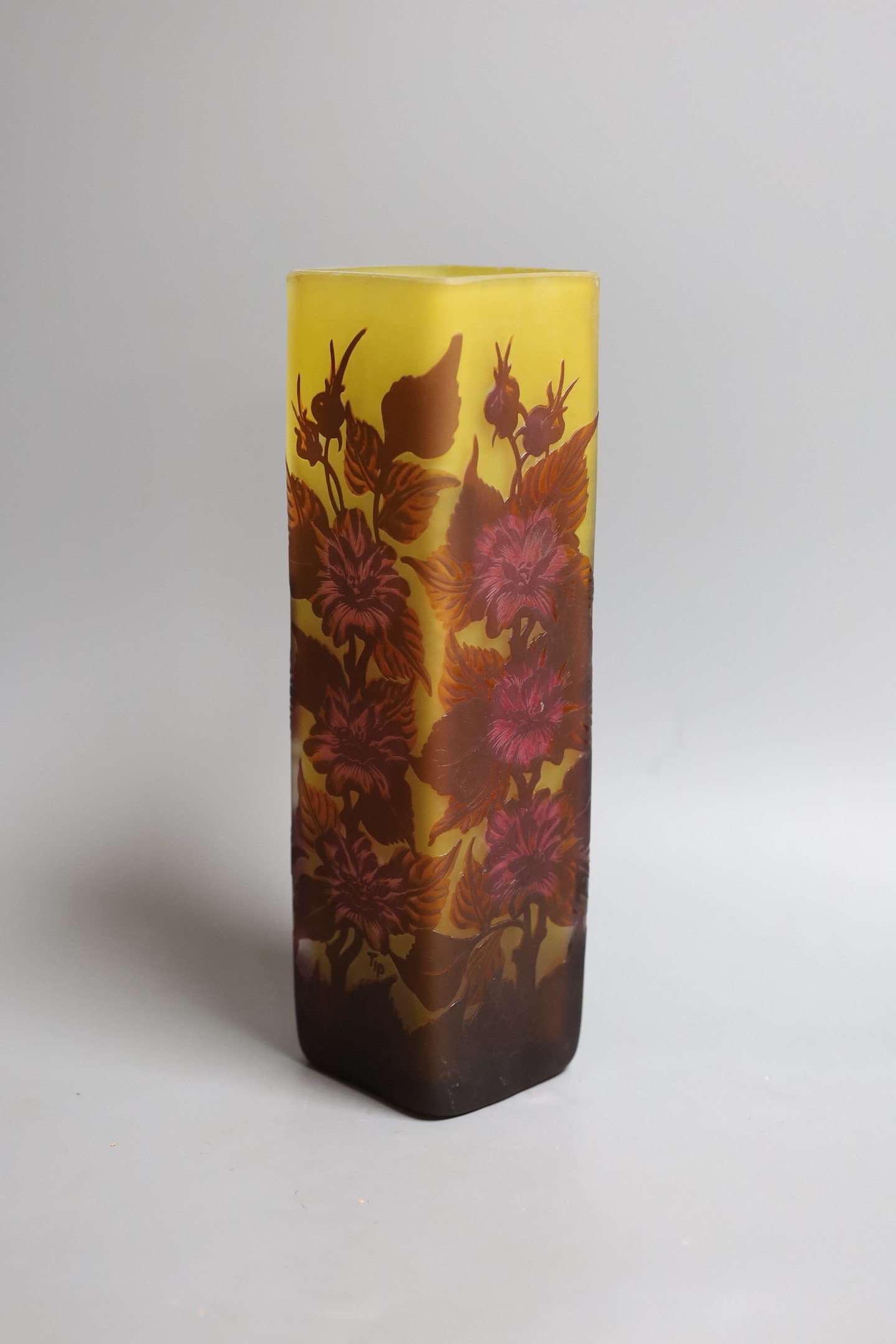 A Galle style cameo glass vase, 26.5 cms high